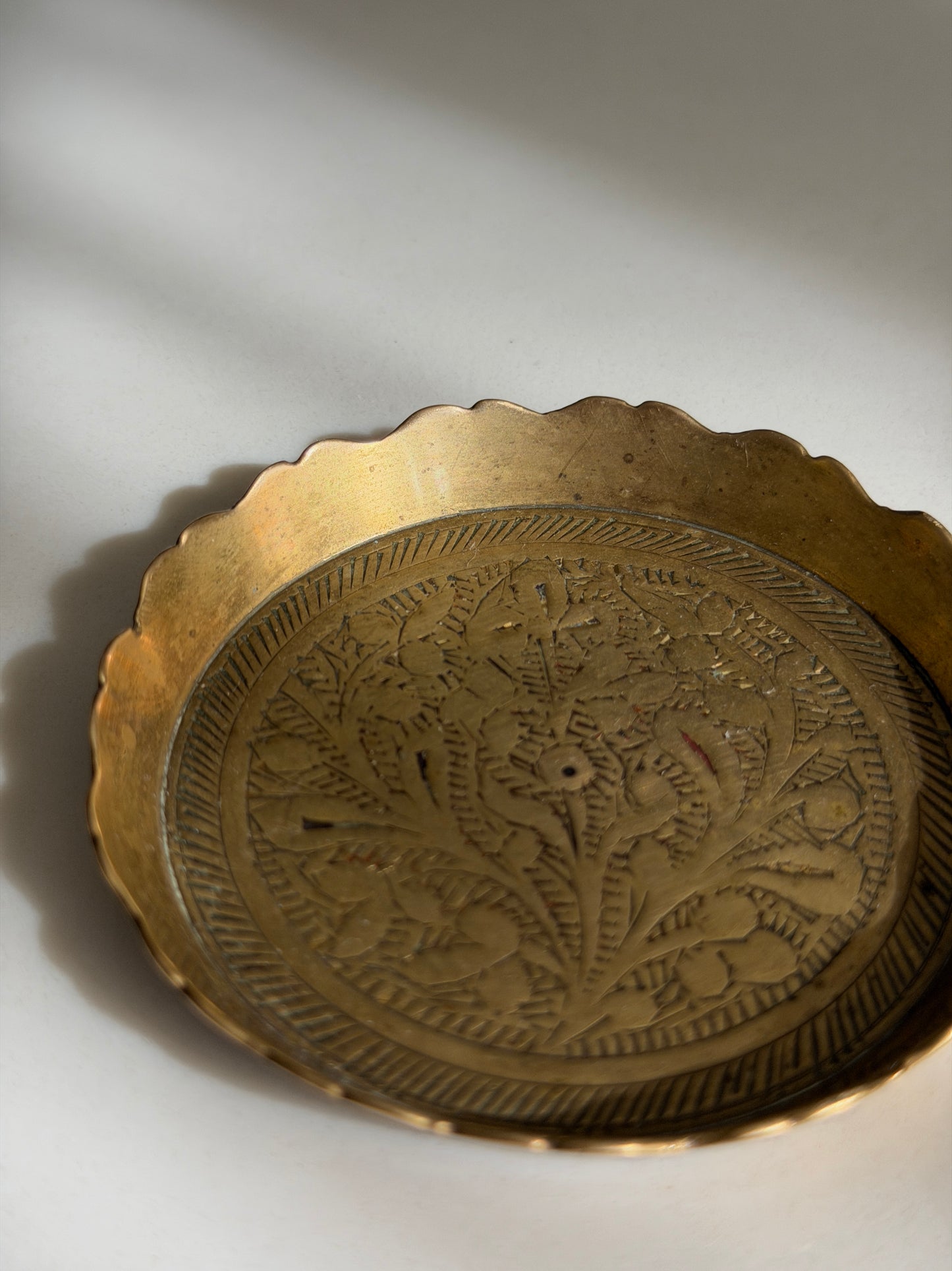 Scalloped Brass Floral Trinket Dish
