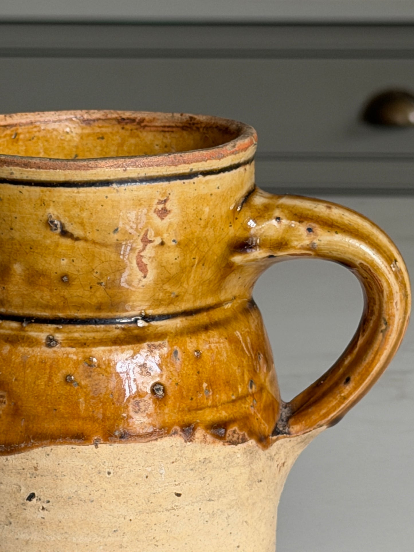 Small Amber Wide Neck French Jug