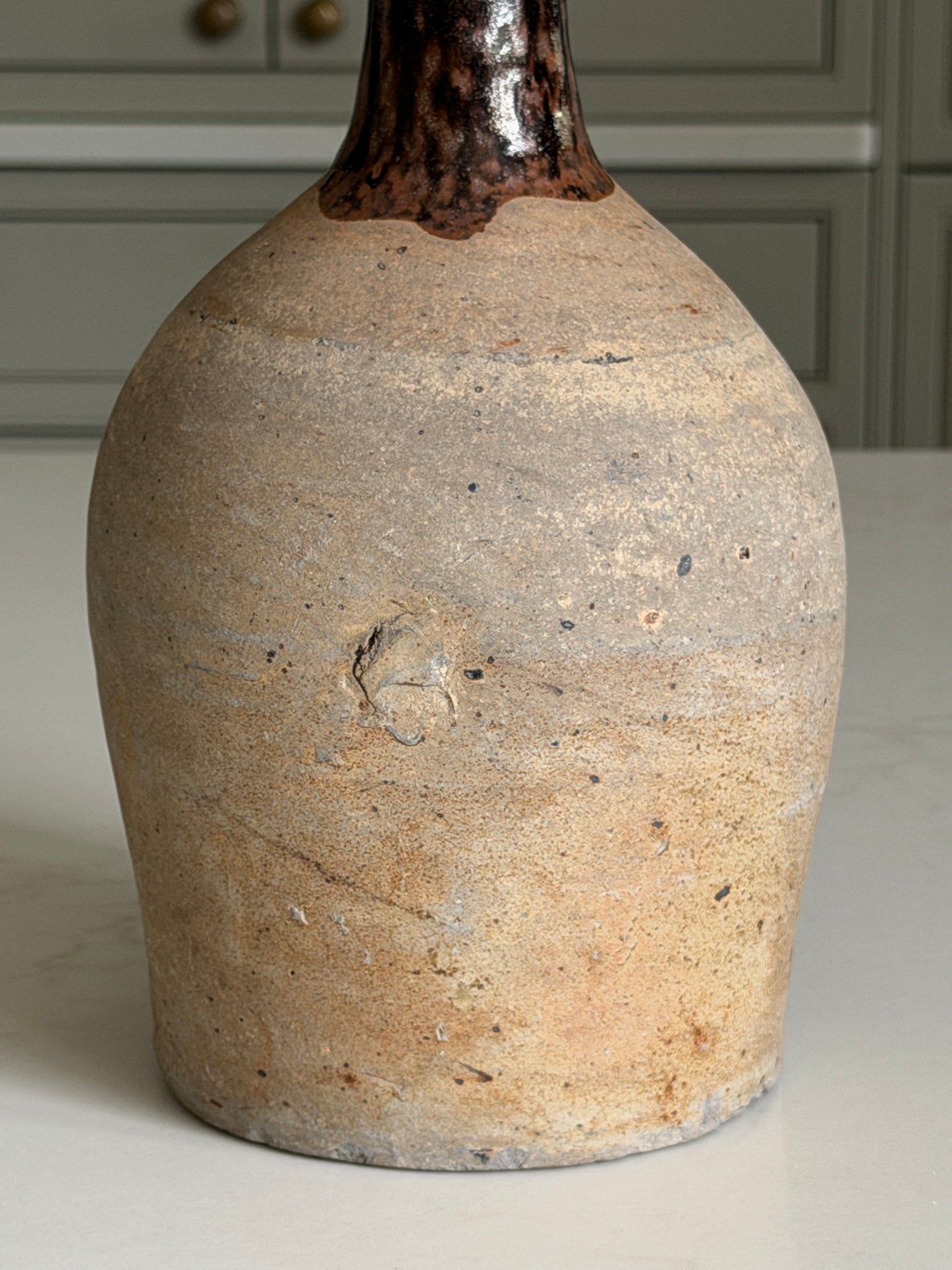 Antique Bottle - Mottled Chocolate Brown & Black