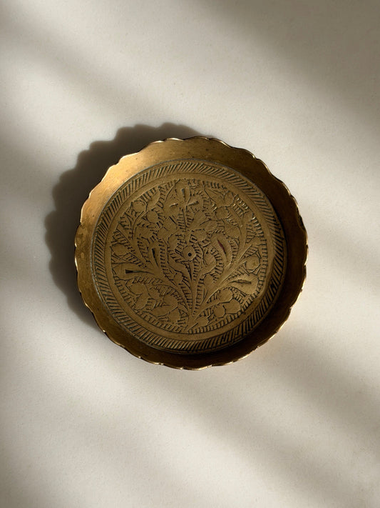Scalloped Brass Floral Trinket Dish