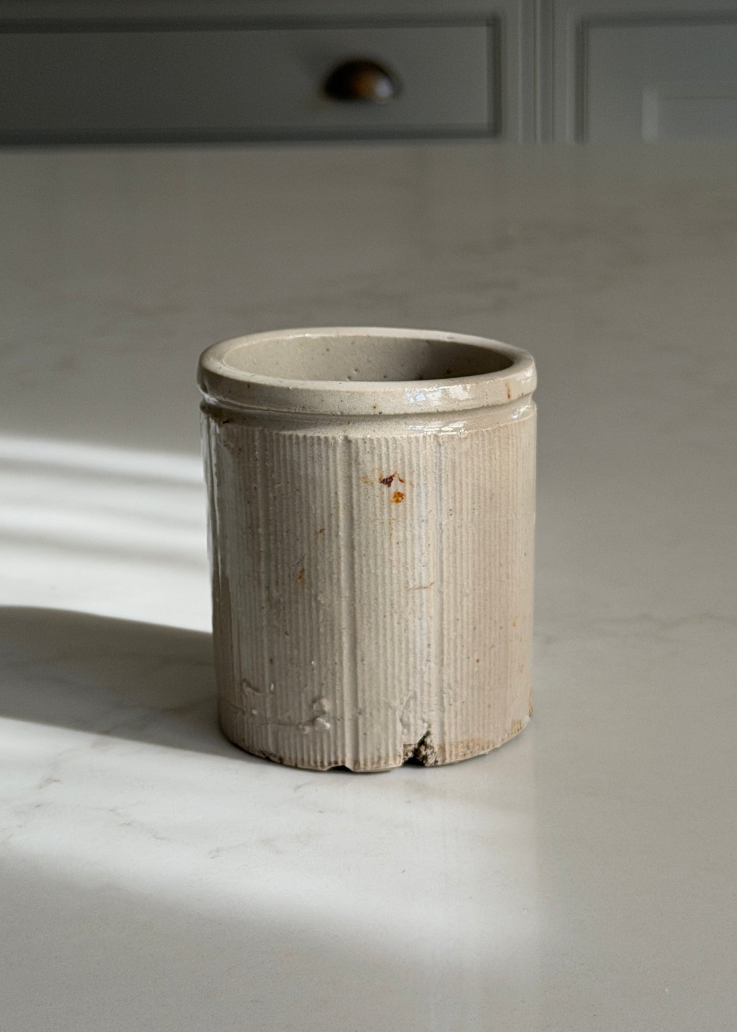 Grey Ribbed Marmalade Stoneware Pot