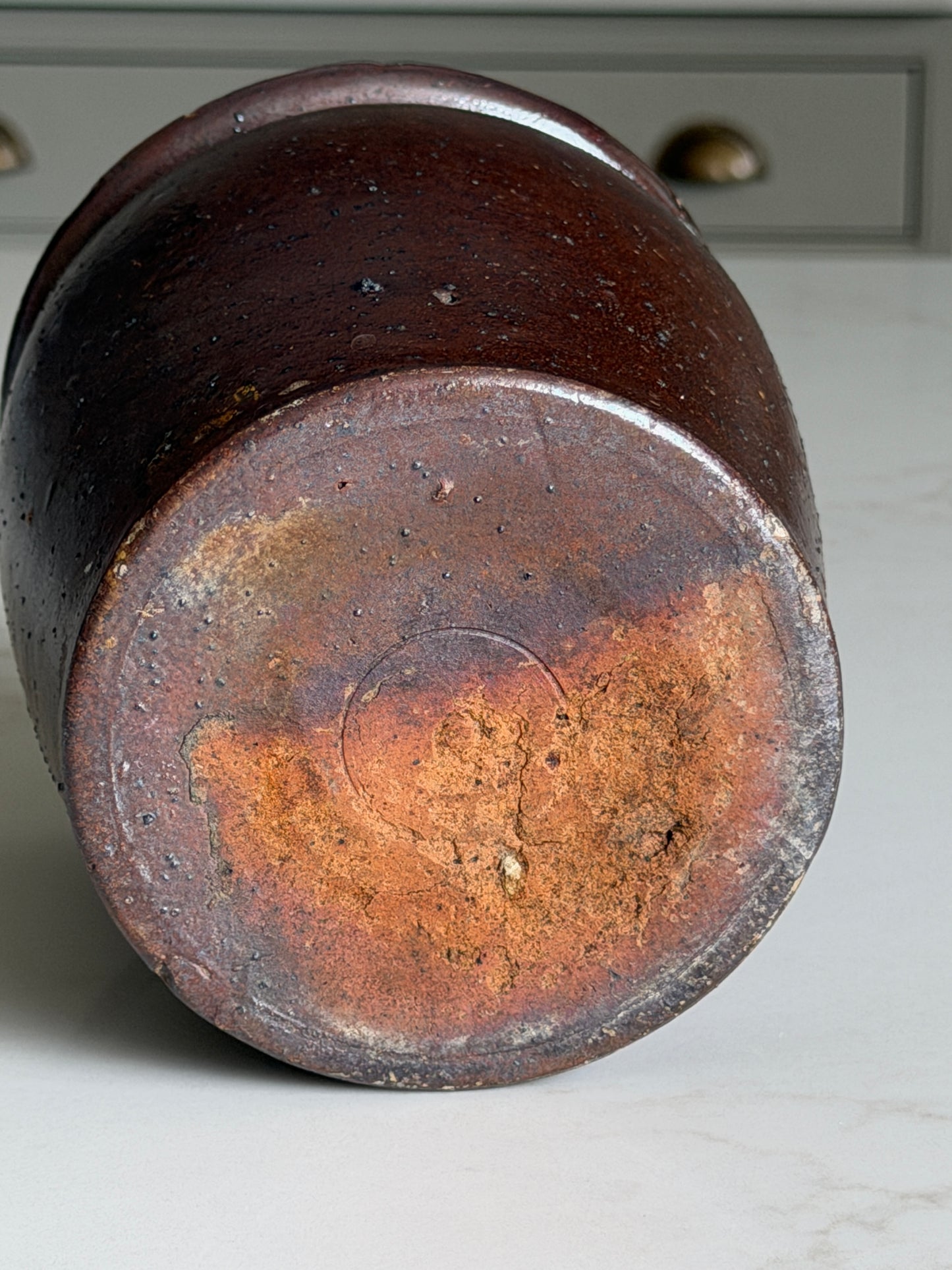Dark Brown Stoneware Pot