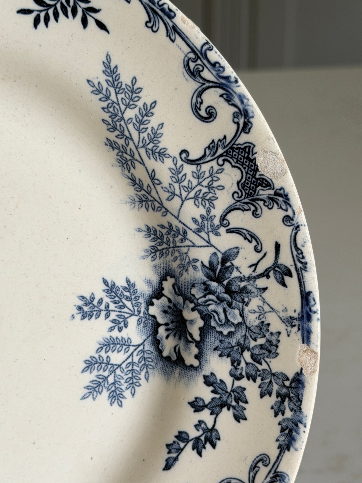French Blue and White Floral Plate