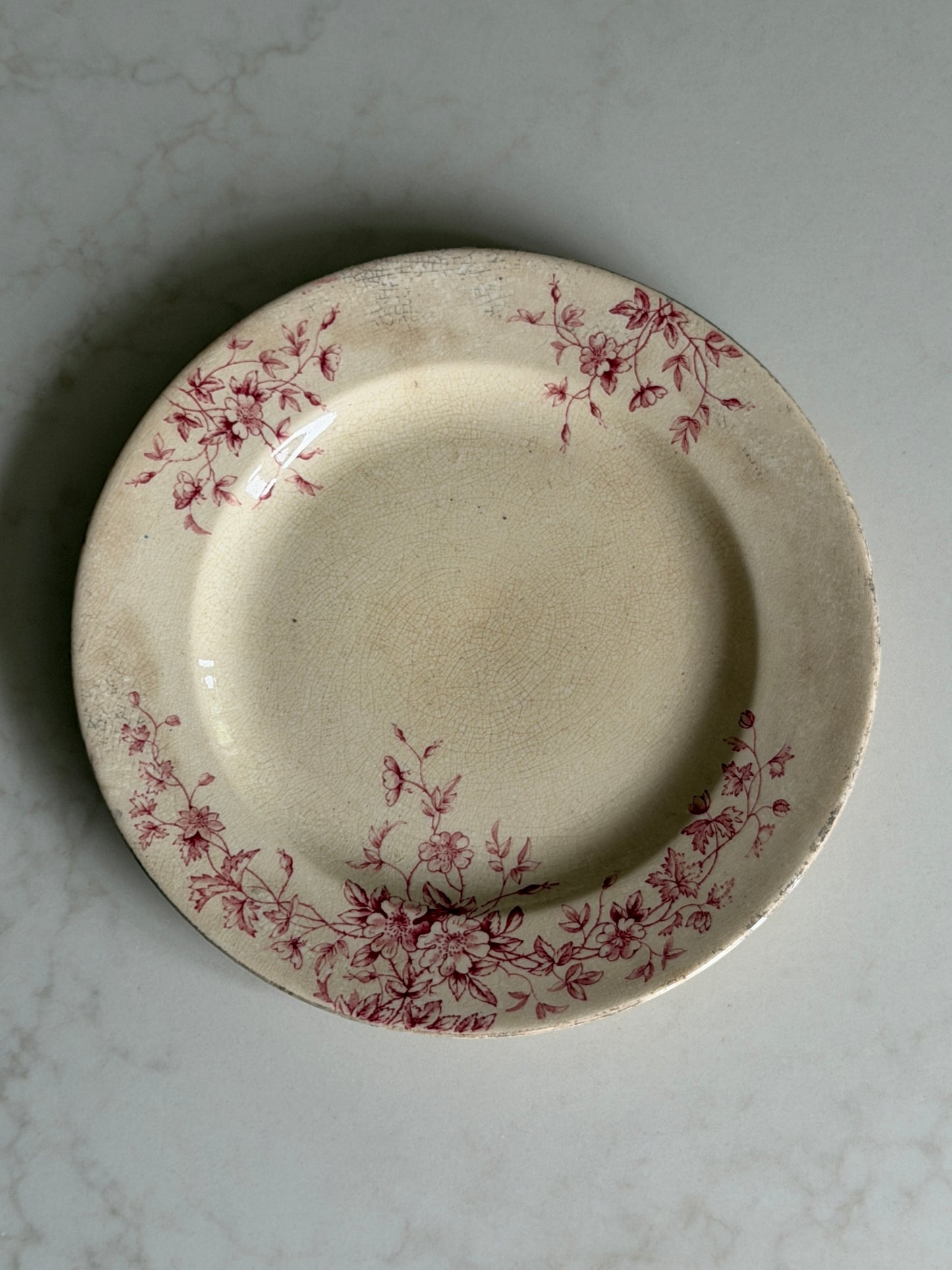 English Dusky Pink Floral Plate