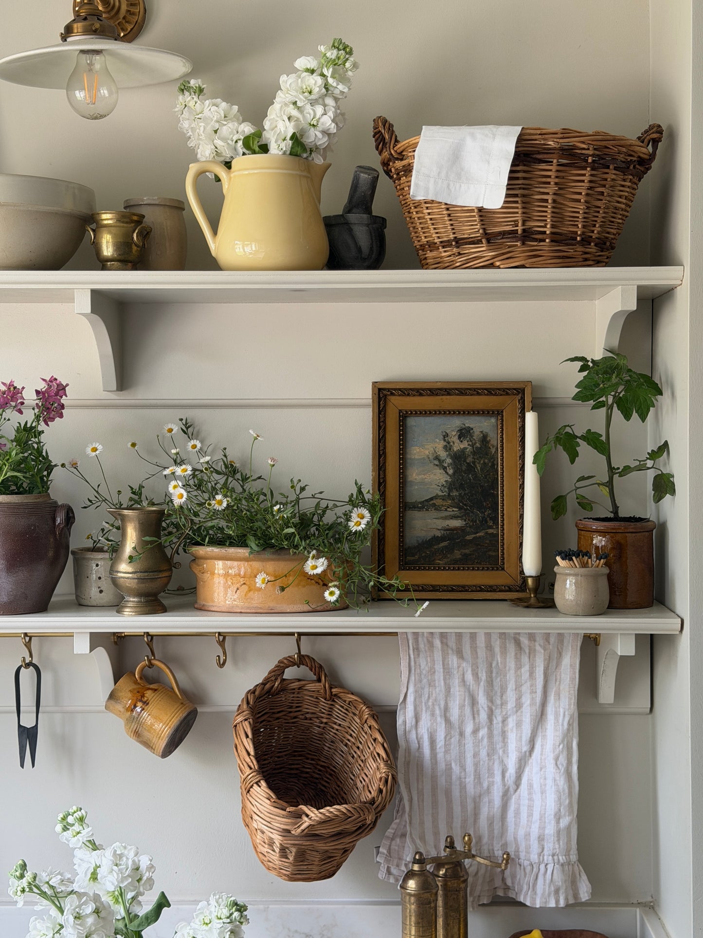 Two Toned Twin Handle Wicker Basket