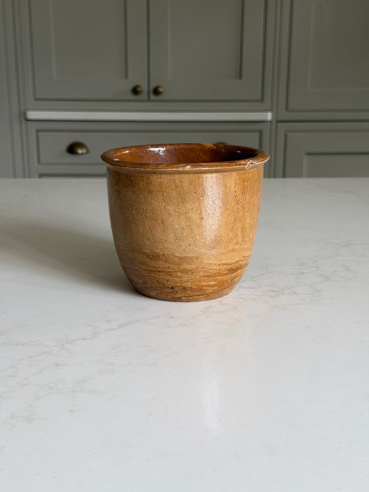 Brown Marbled Stoneware Planter