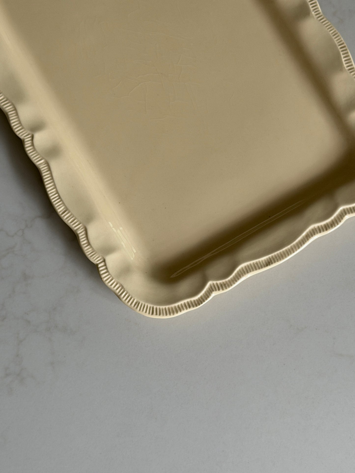 Butter Yellow French scalloped Rectangular Platter