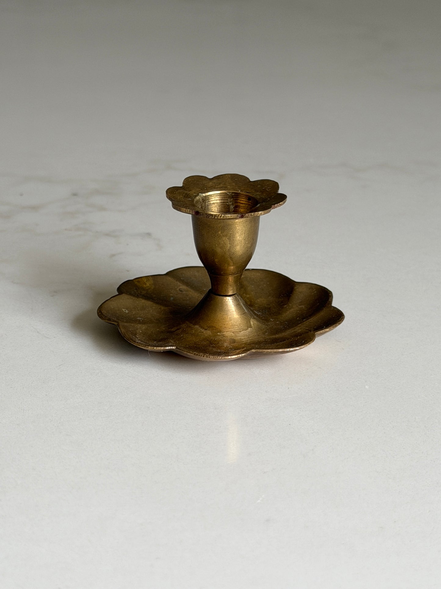 Scalloped Brass Candlestick Holder