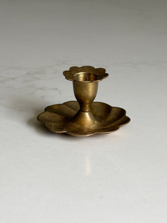 Scalloped Brass Candlestick Holder