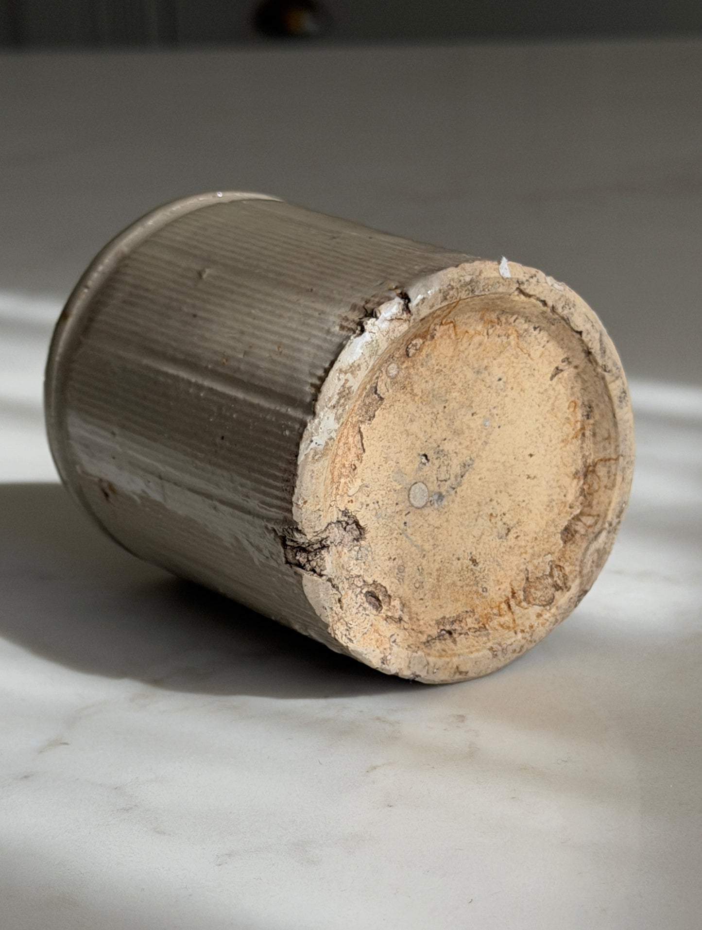 Grey Ribbed Marmalade Stoneware Pot