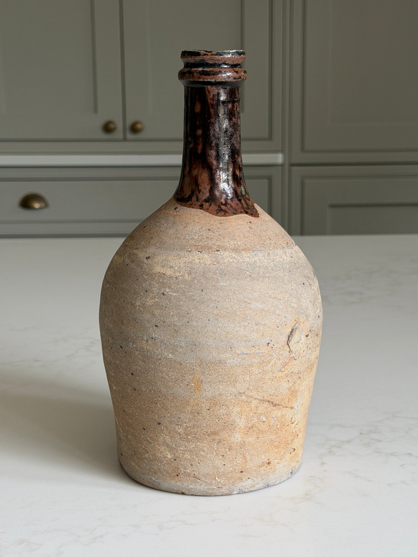 Antique Bottle - Mottled Chocolate Brown & Black