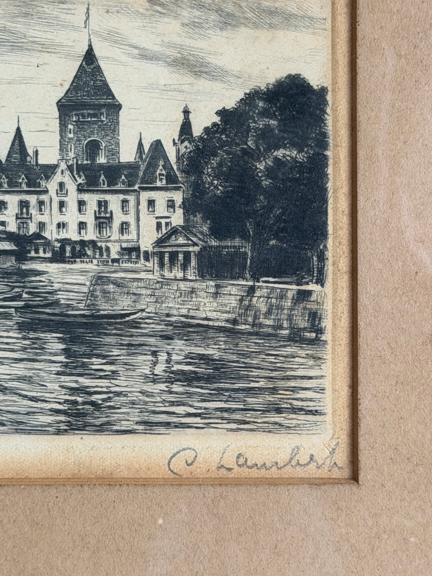 Framed Etching - Le Port et le Château