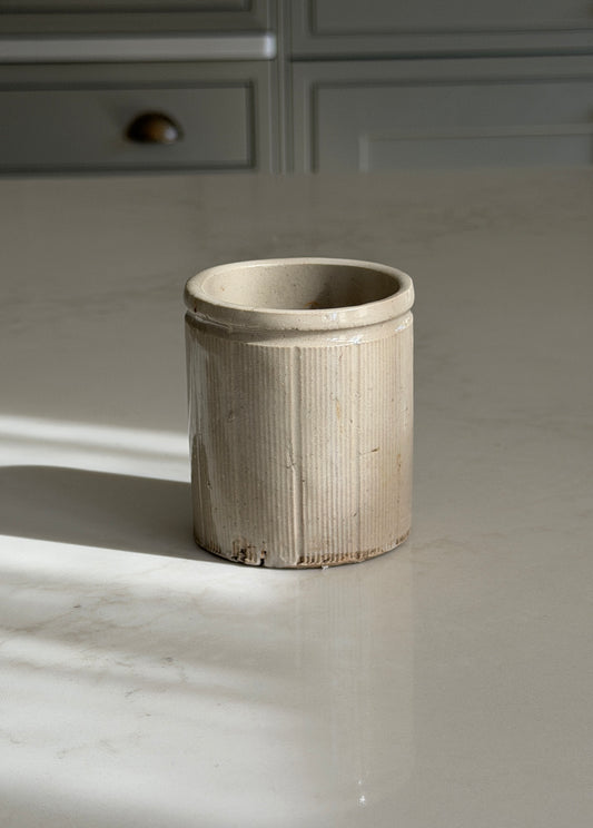 Grey Ribbed Marmalade Stoneware Pot