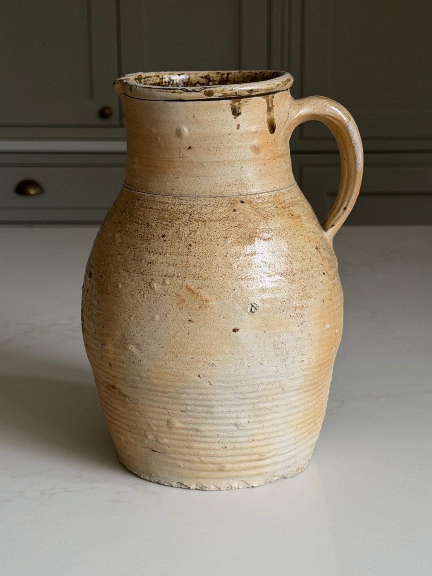 Wide Neck French Jug - Olive