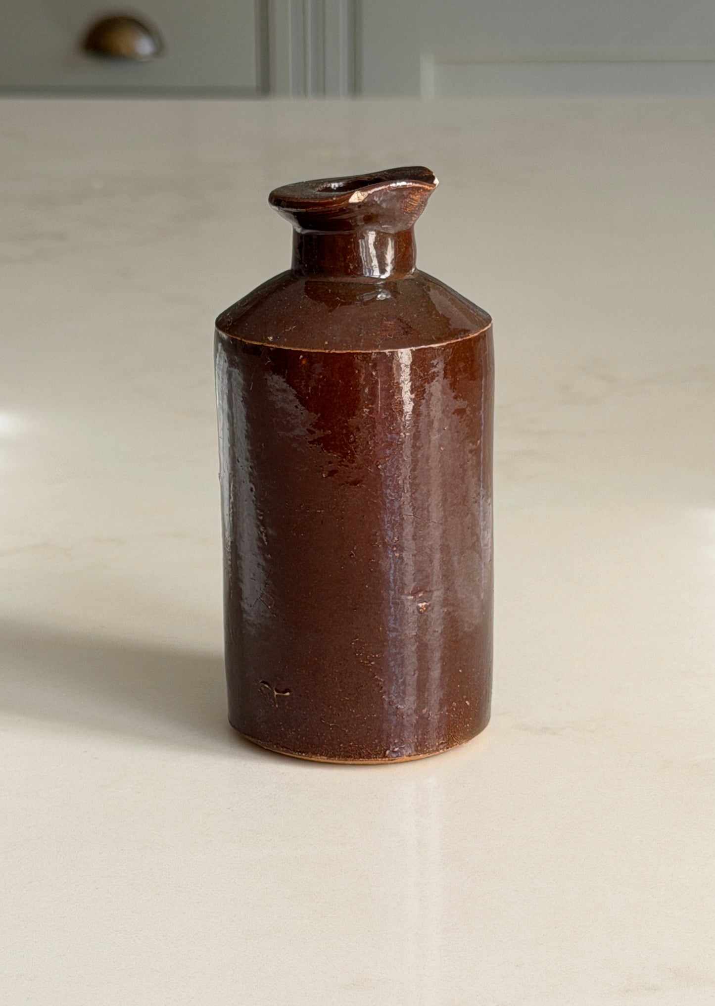 Dark Brown Stoneware Inkpot