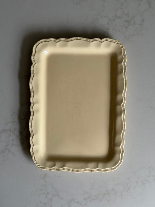 Butter Yellow French scalloped Rectangular Platter