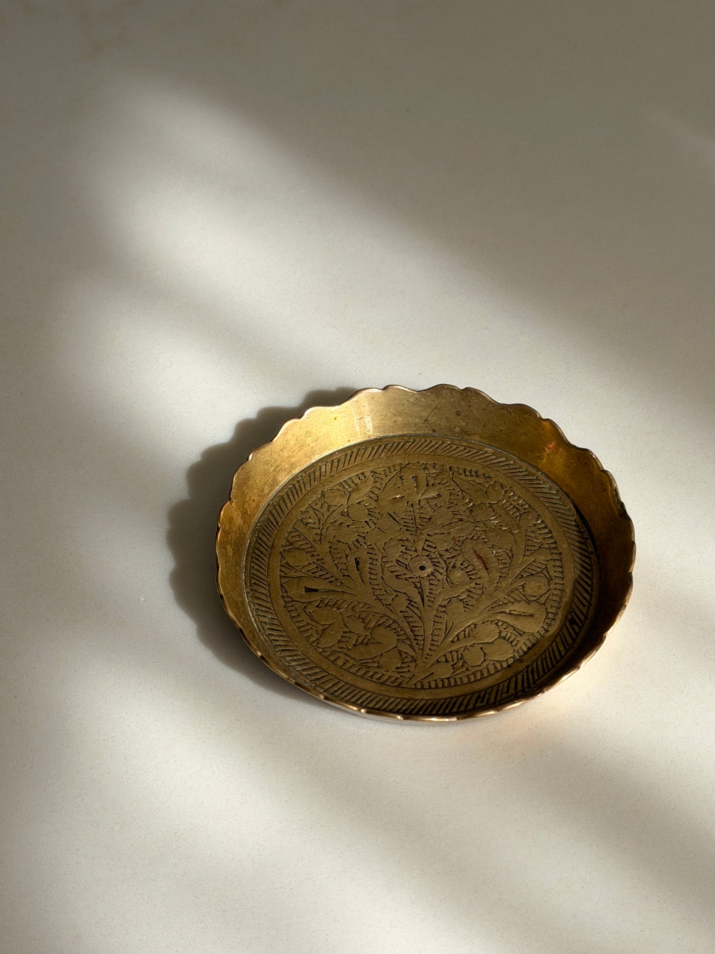 Scalloped Brass Floral Trinket Dish