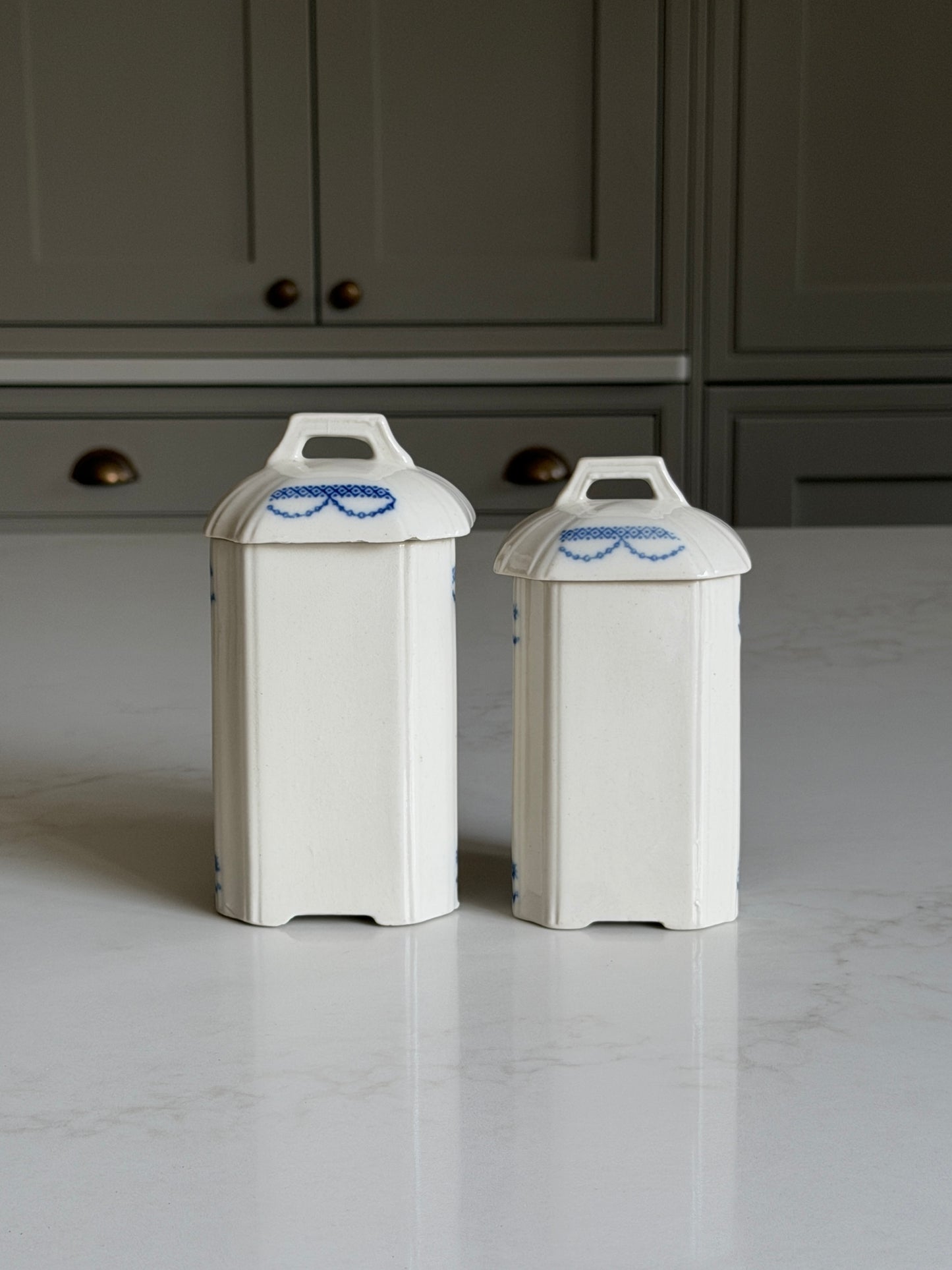 Blue and White Salt & Coffee Canisters