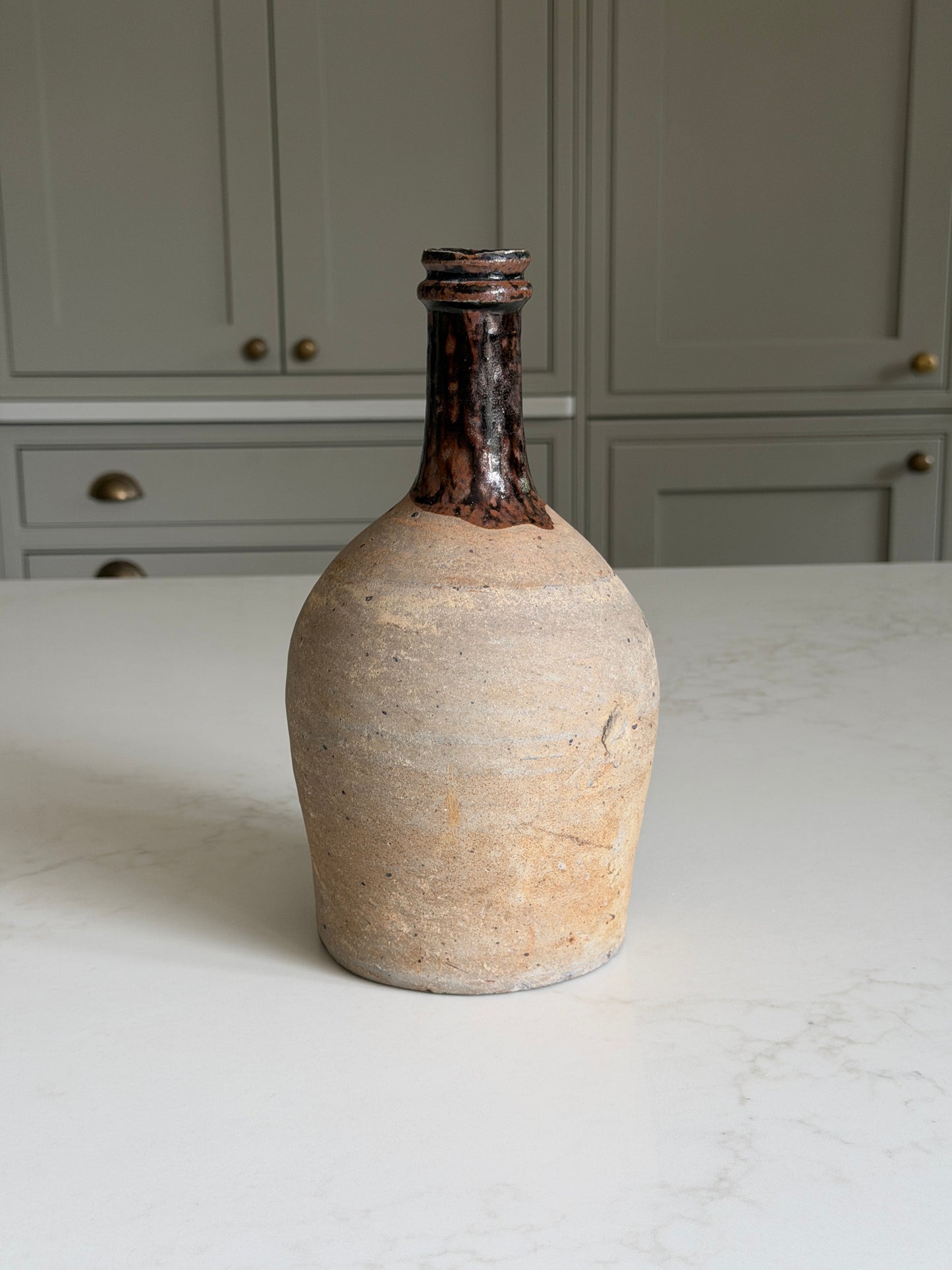 Antique Bottle - Mottled Chocolate Brown & Black