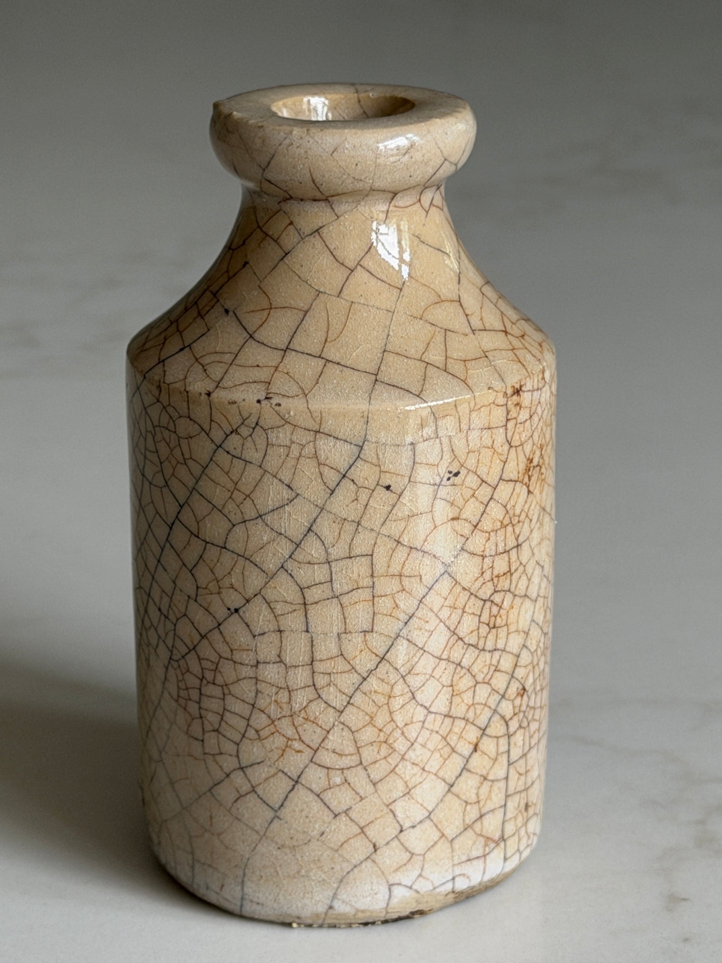 Crackled Beige Inkpot
