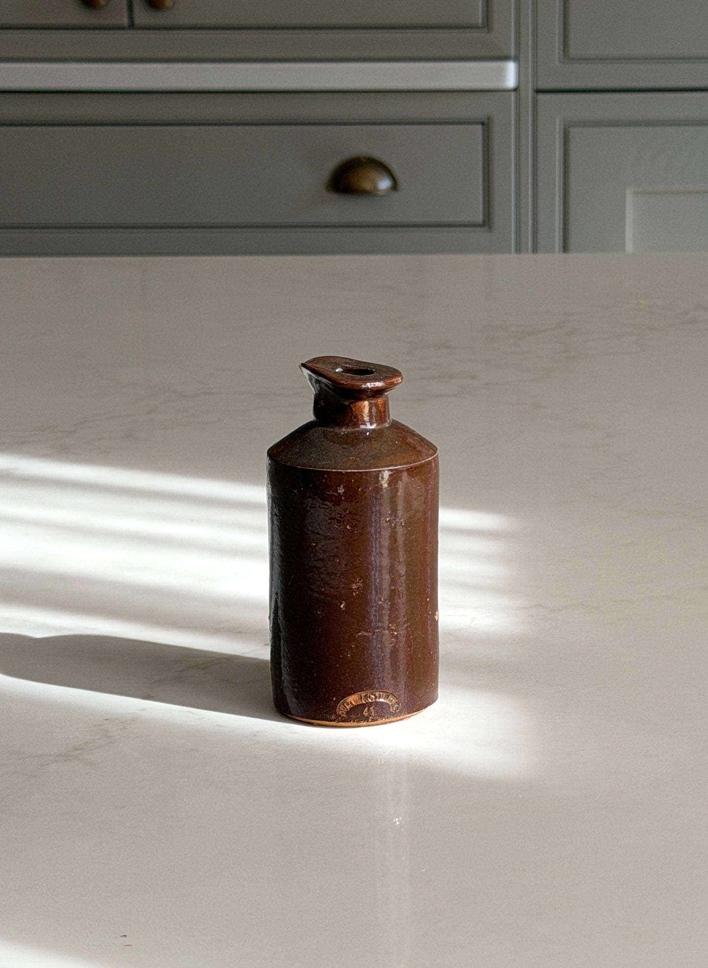 Dark Brown Stoneware Inkpot