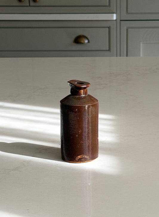 Dark Brown Stoneware Inkpot