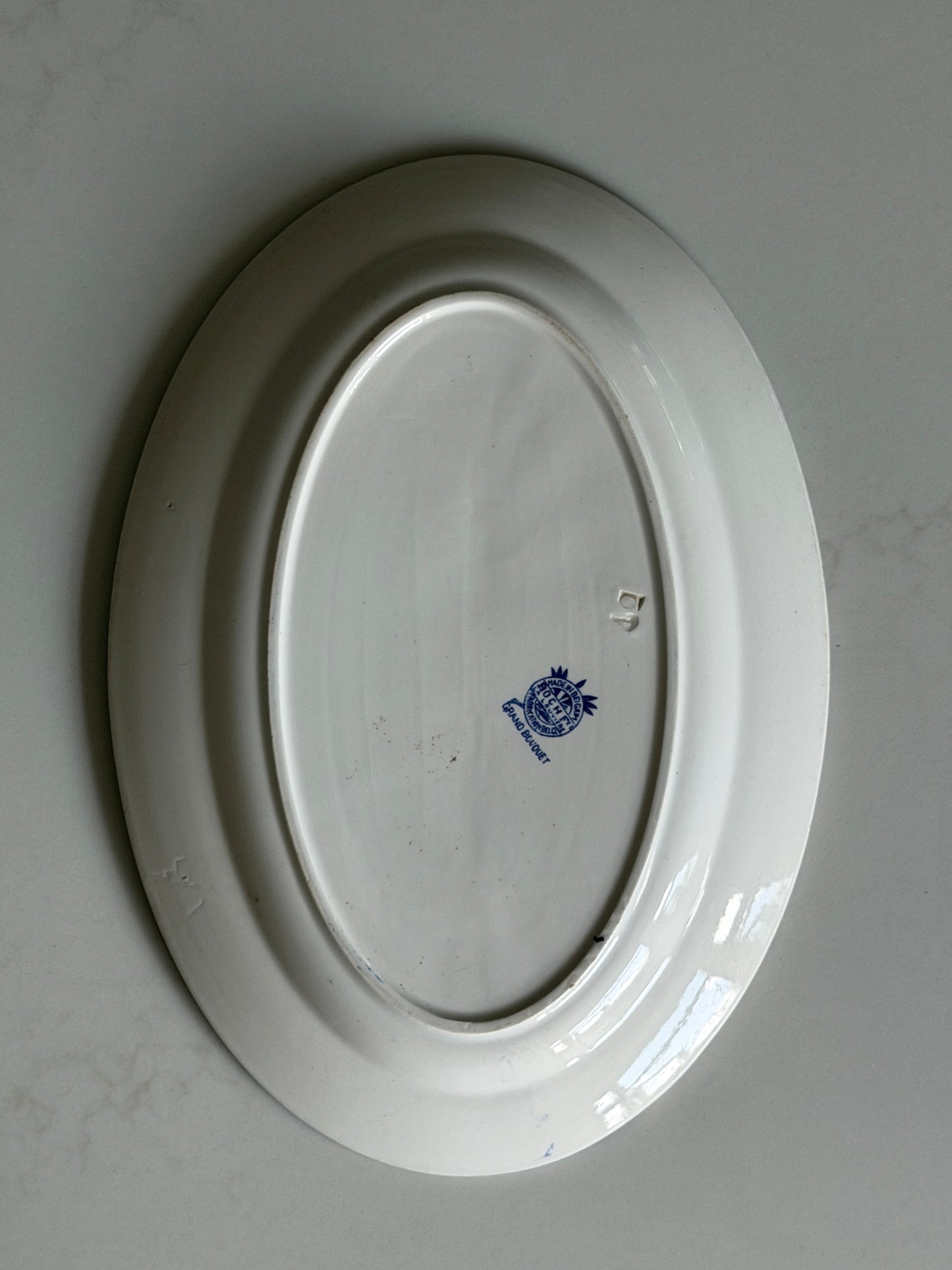 Oval Blue and White Floral Platter