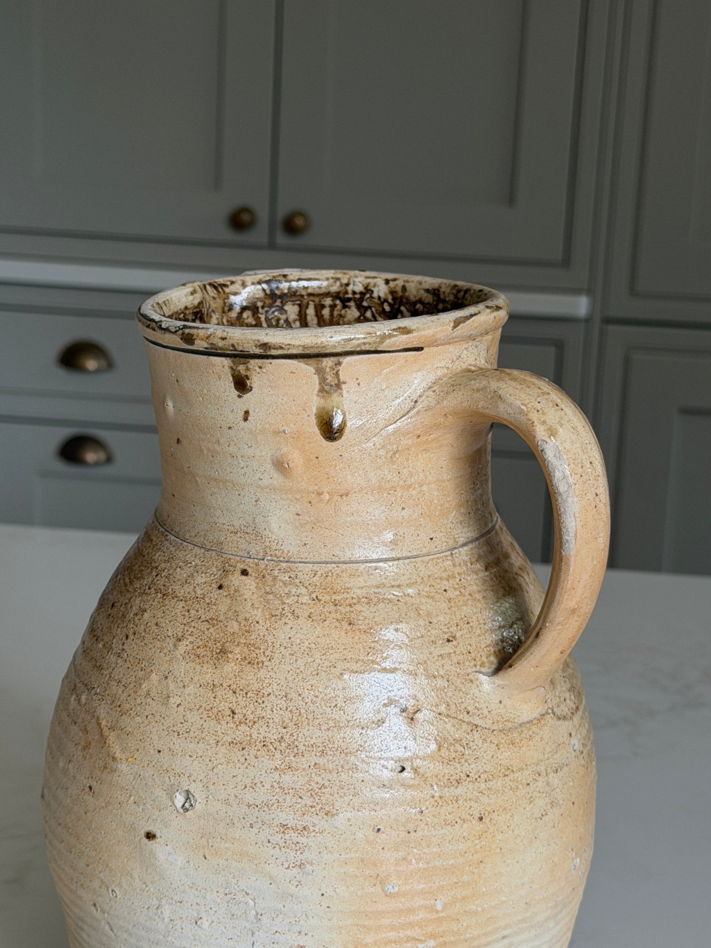 Wide Neck French Jug - Olive