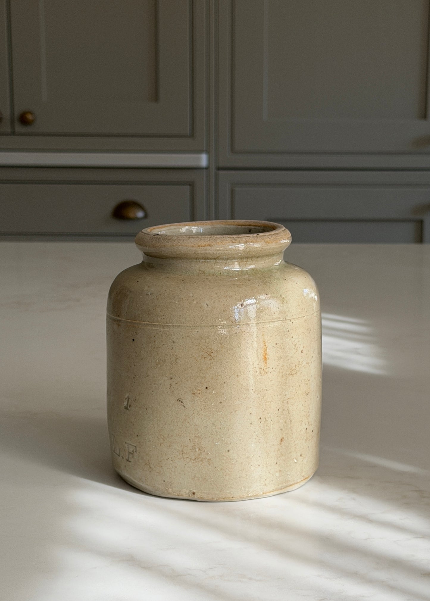 Medium Mustard Pot - Greeny-Grey