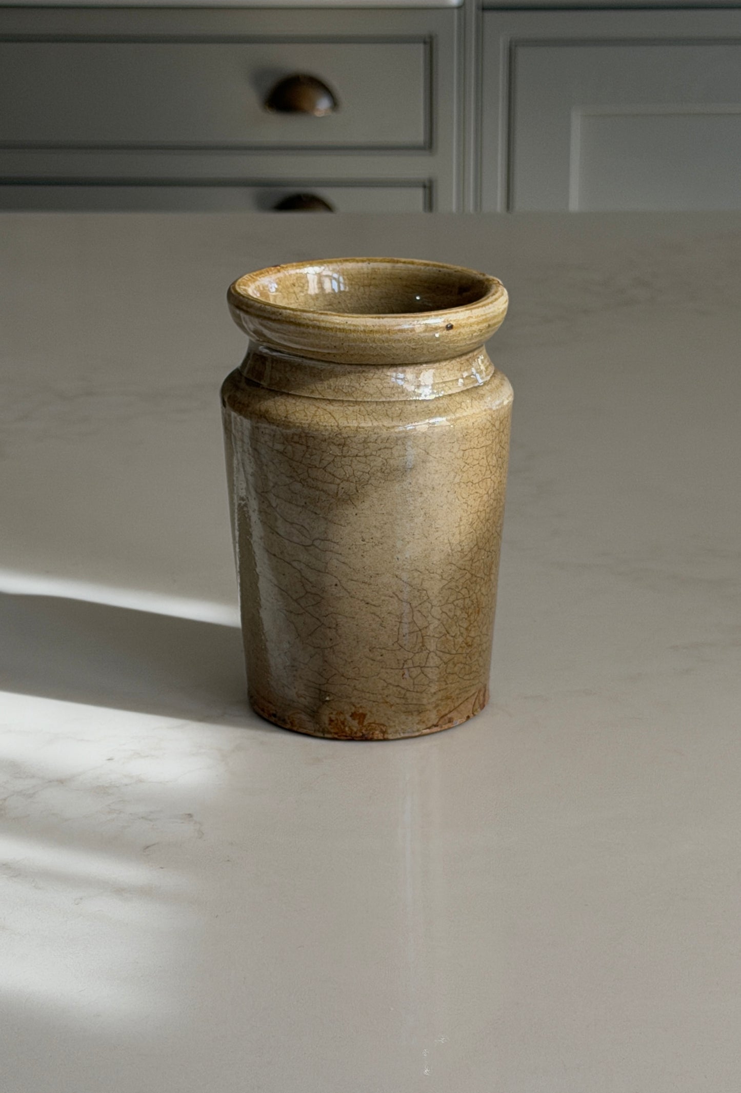 Olive Crackle Glaze Victorian Pot