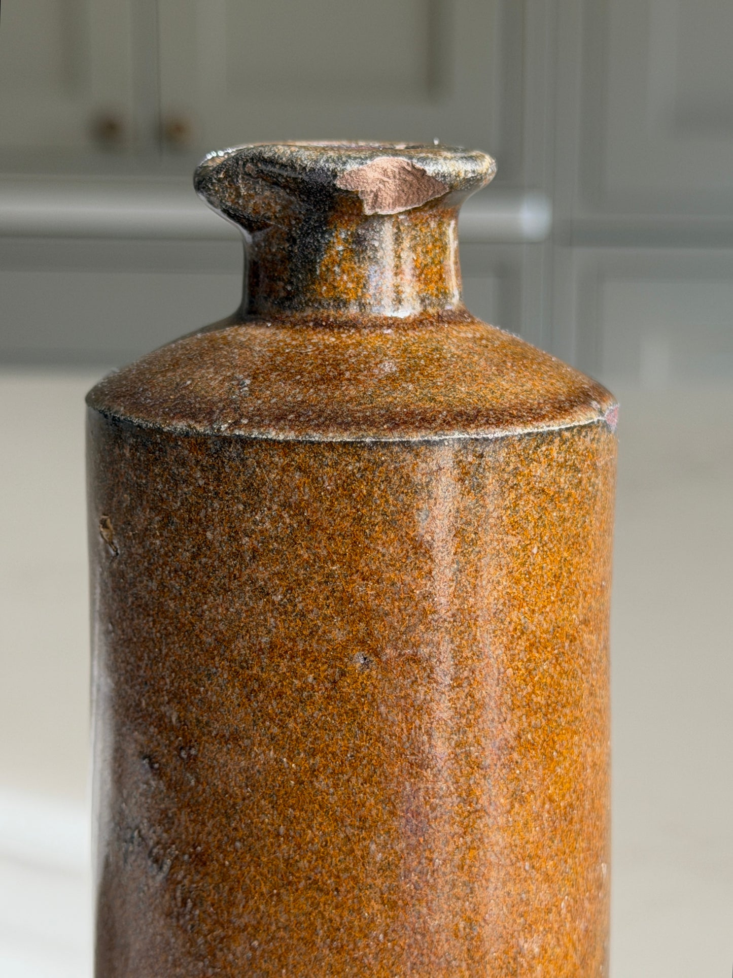 Olive-Brown Stoneware Inkpot