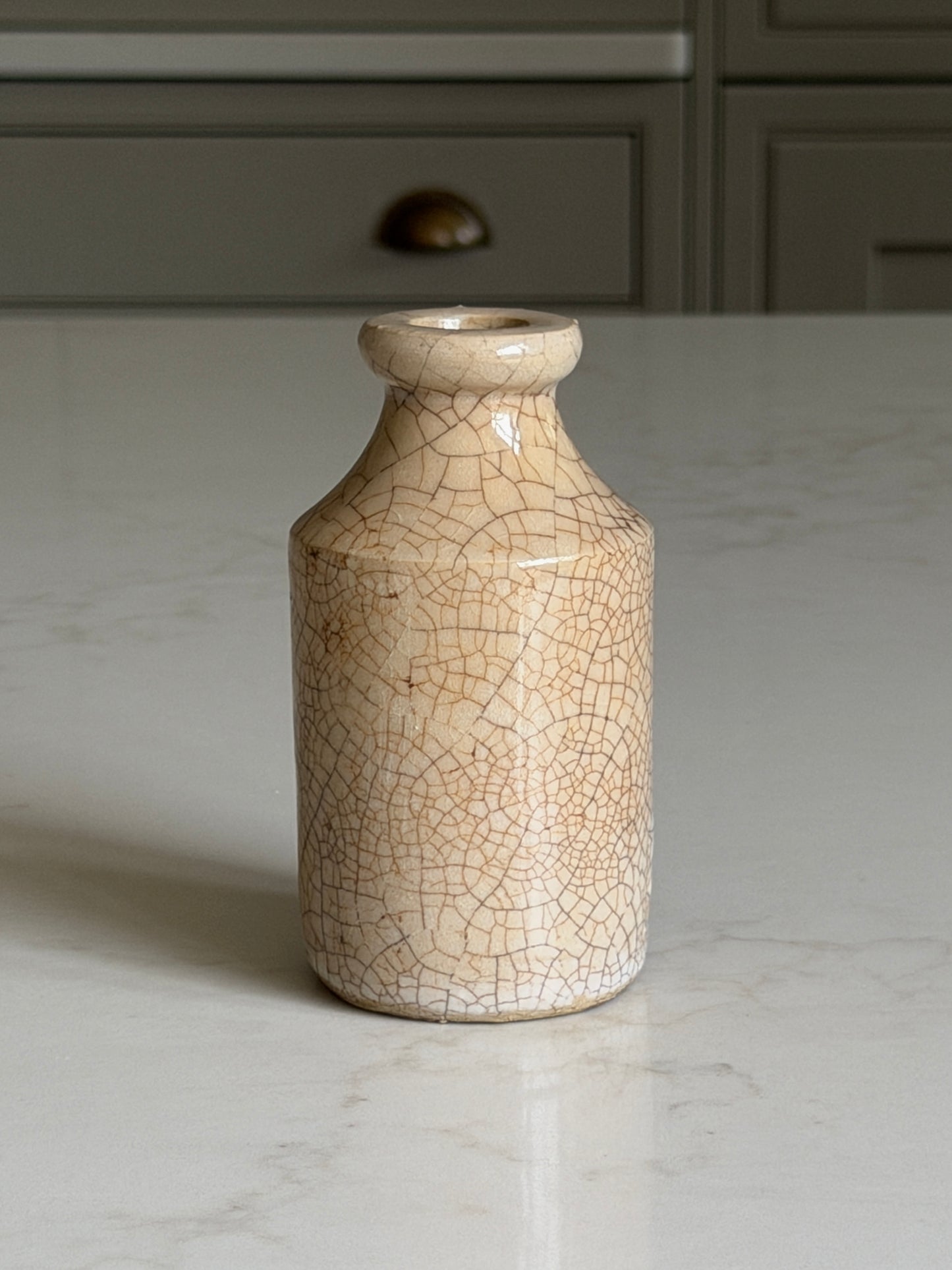 Crackled Beige Inkpot