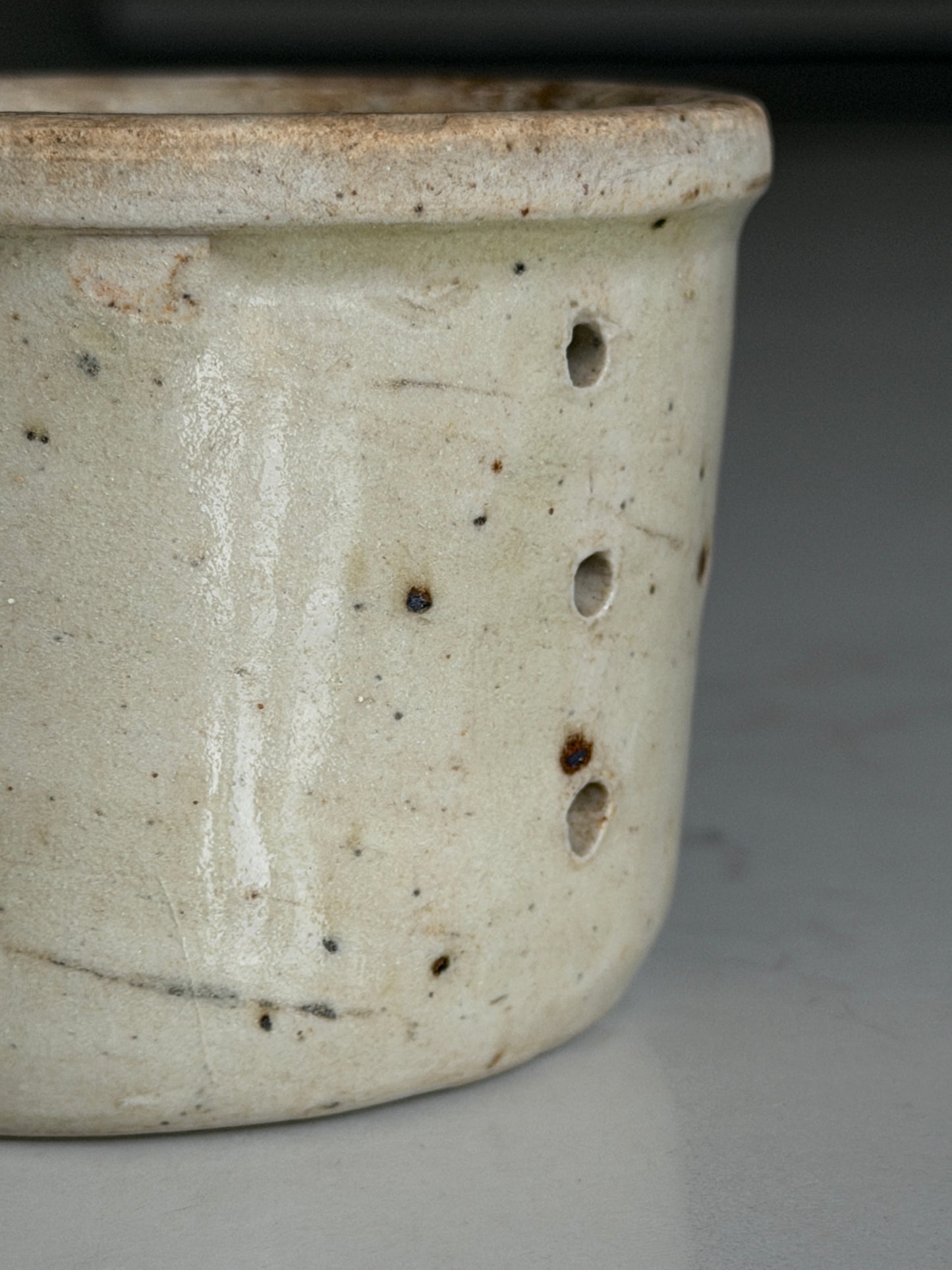 Small Green-Greige Cheesestrainer