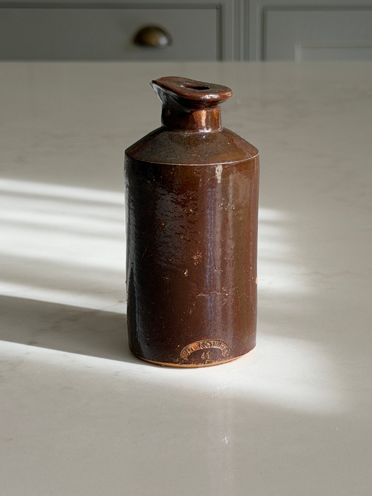 Dark Brown Stoneware Inkpot