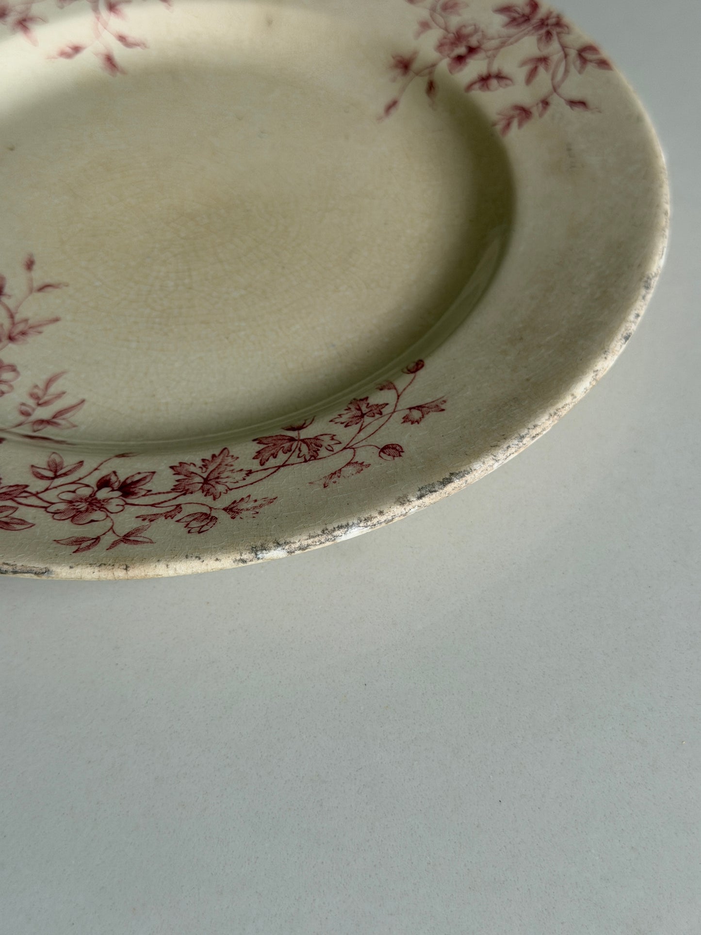 English Dusky Pink Floral Plate