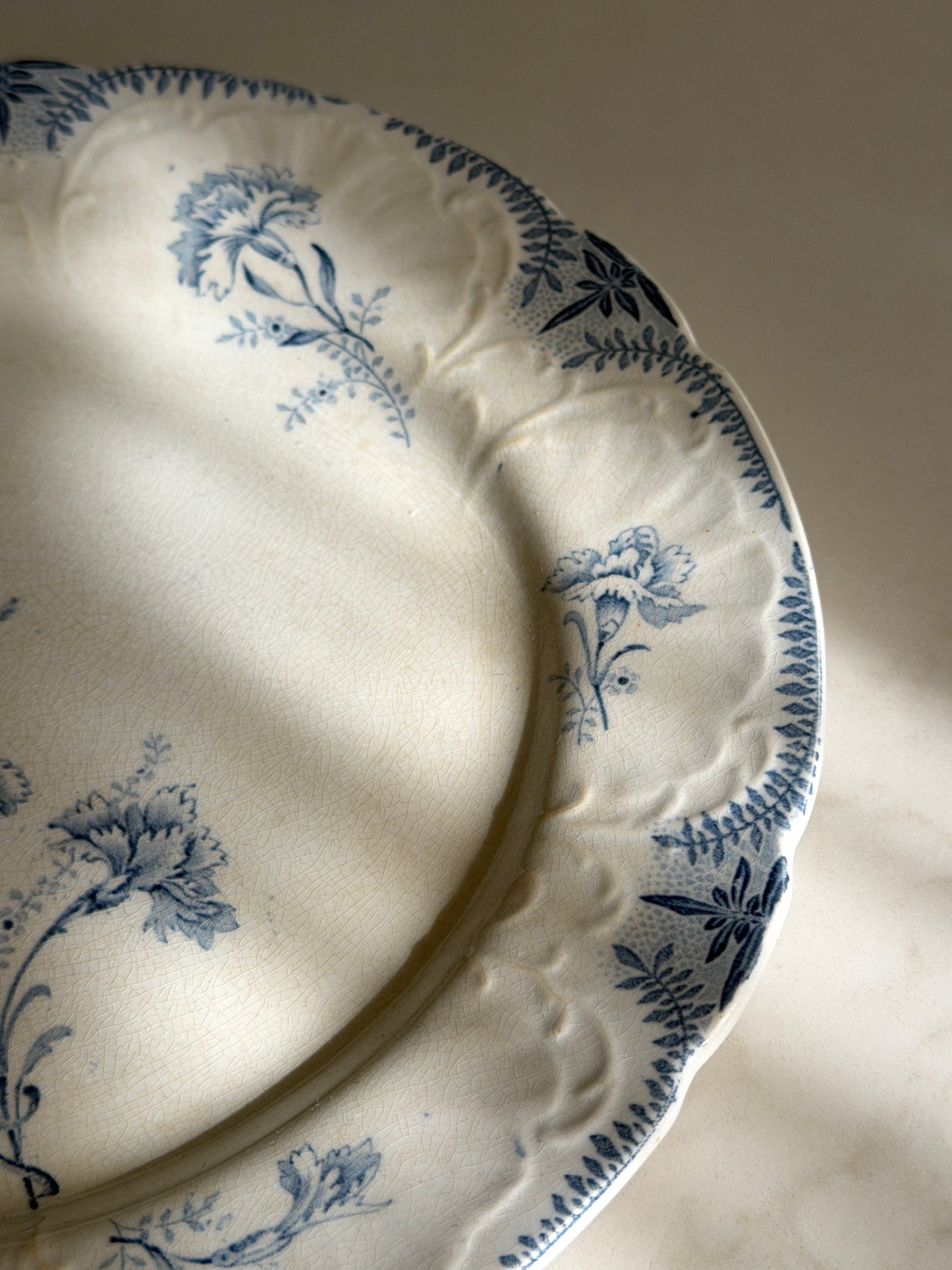 French Blue & White Floral Plate