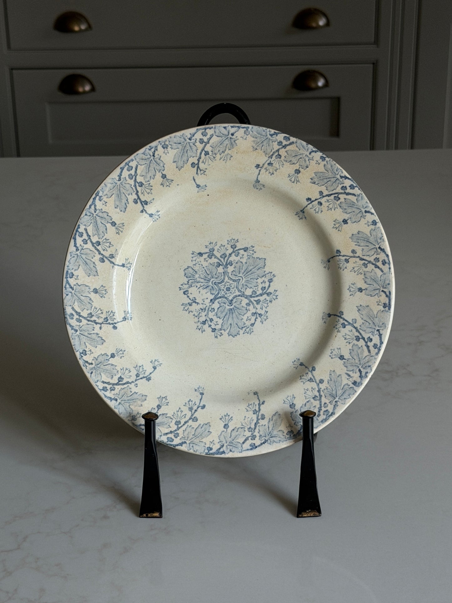 French Blue and White Vine Plate