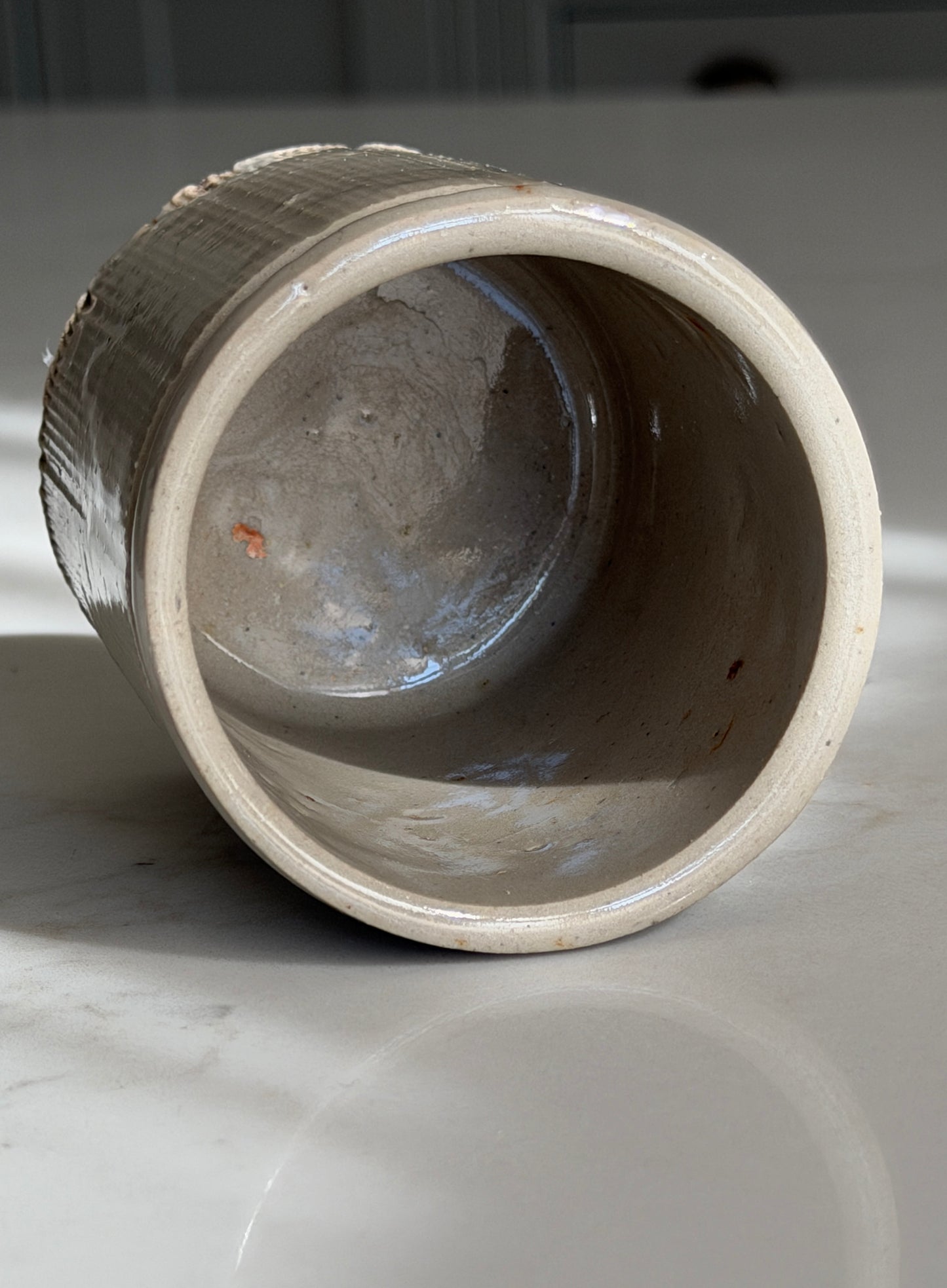 Grey Ribbed Marmalade Stoneware Pot