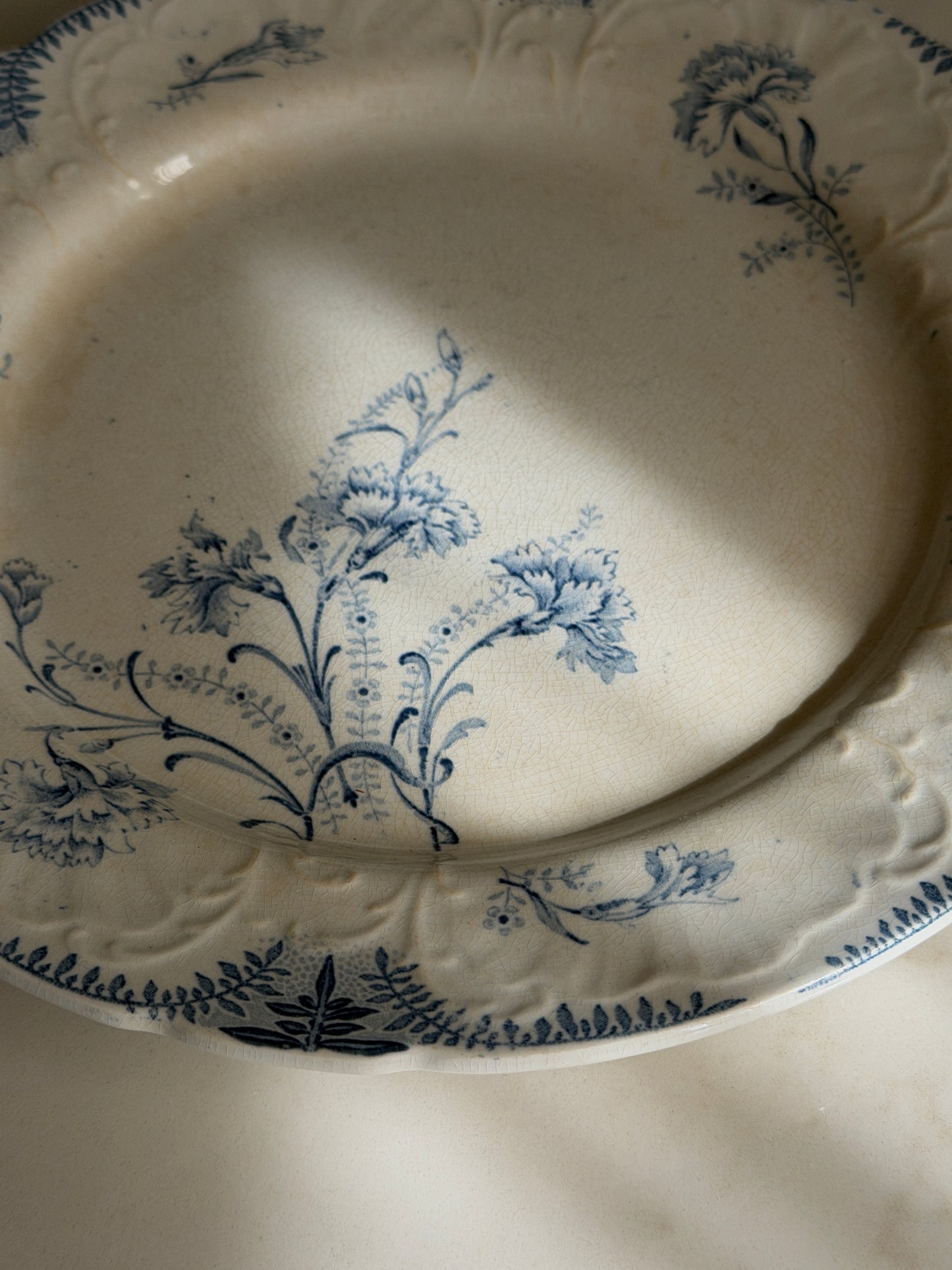 French Blue & White Floral Plate