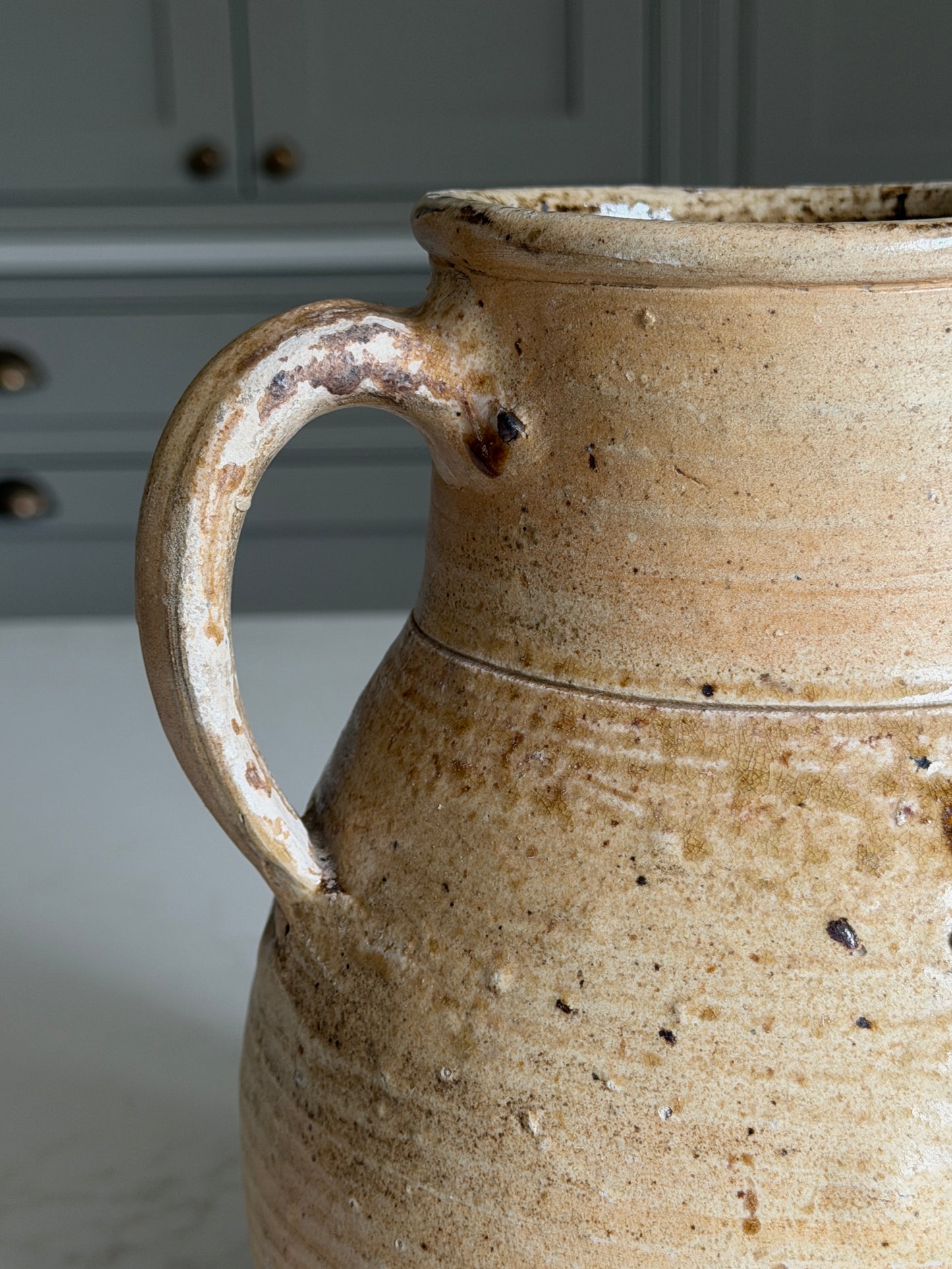 Wide Neck French Jug - Olive