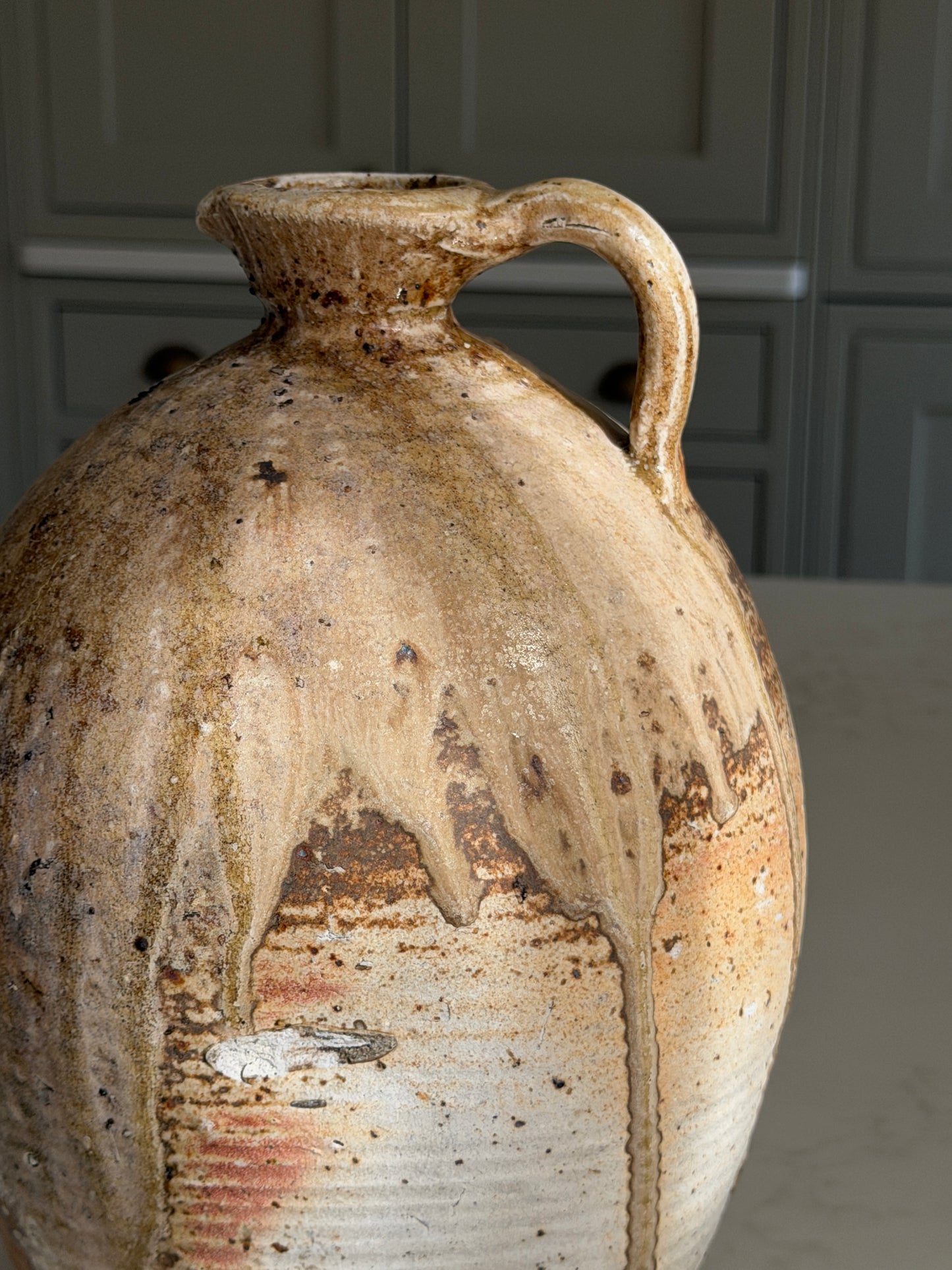 Large Latte Drippy Glaze French Jug
