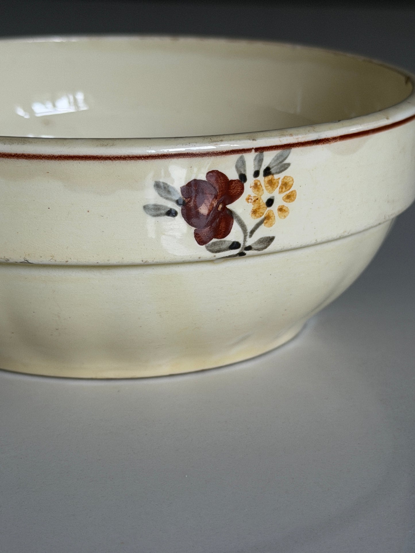 Cream Floral Painted French Bowl