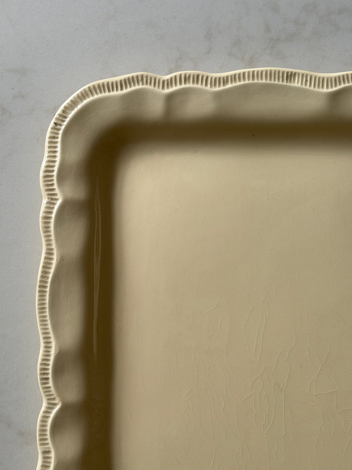 Butter Yellow French scalloped Rectangular Platter