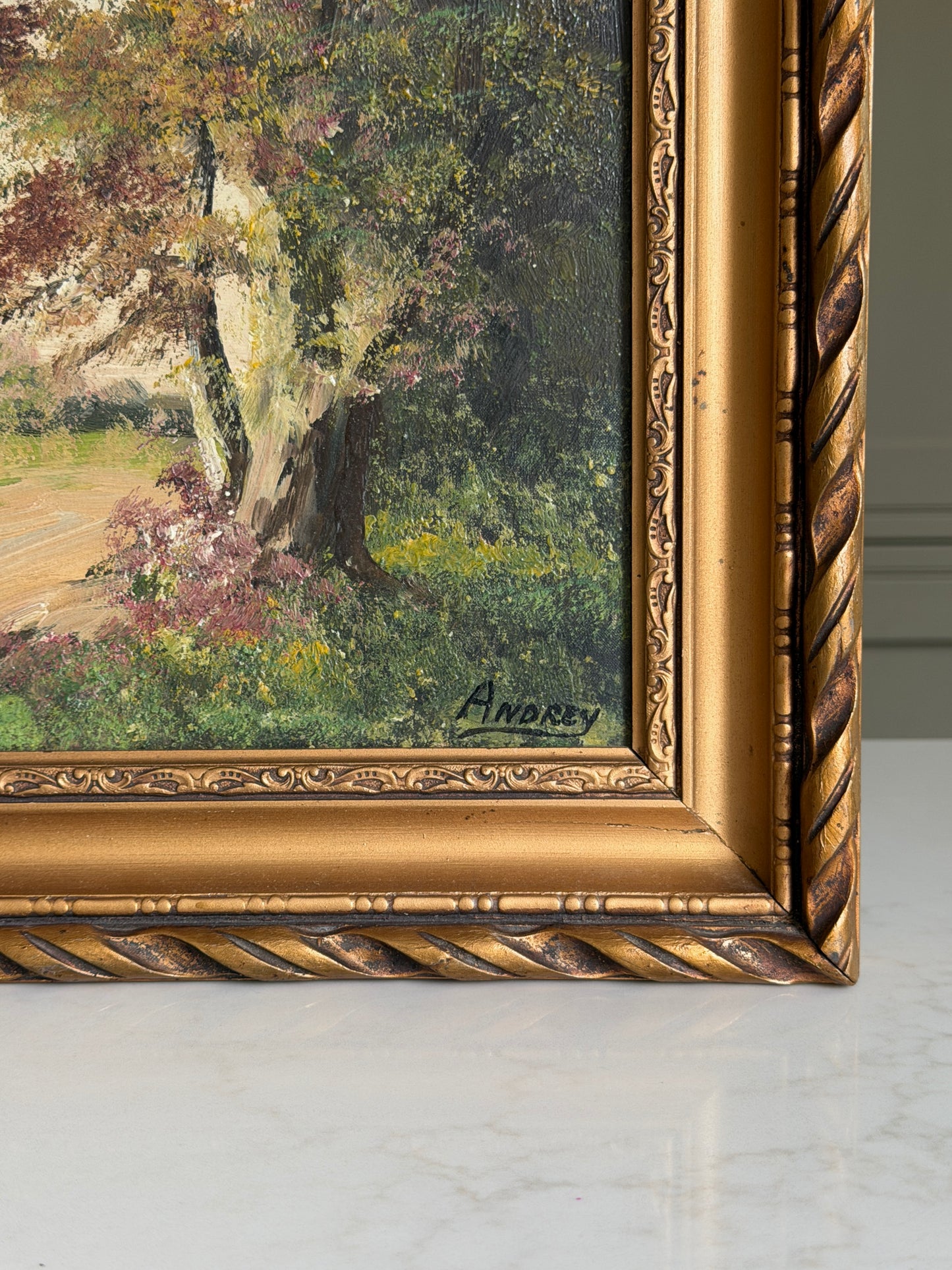 Signed Woodland Oil Painting in an Ornate Gilt Frame