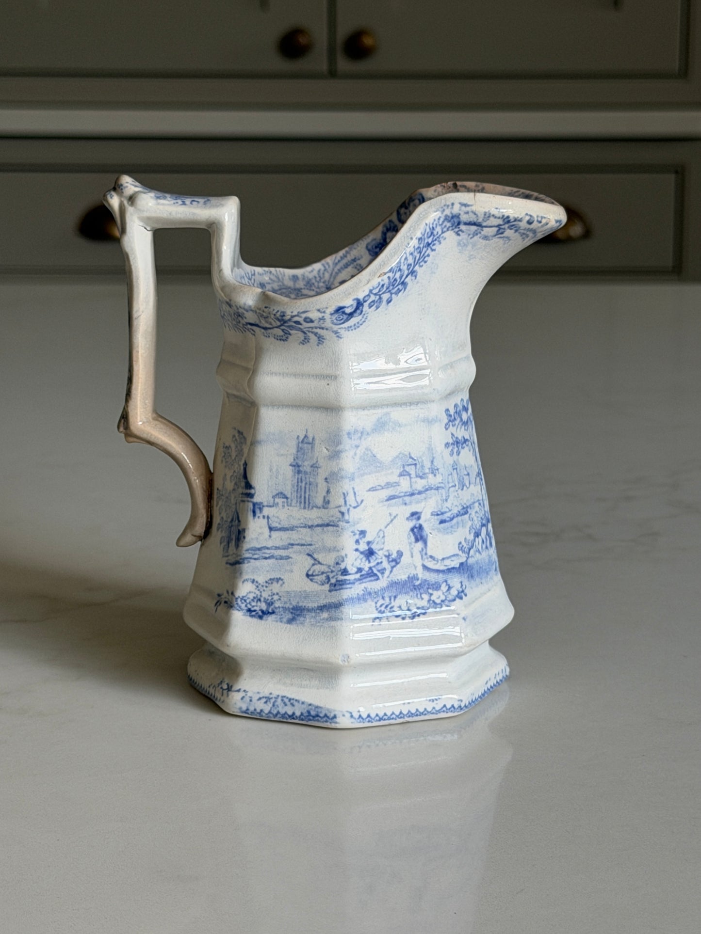 Victorian Blue & White Jug
