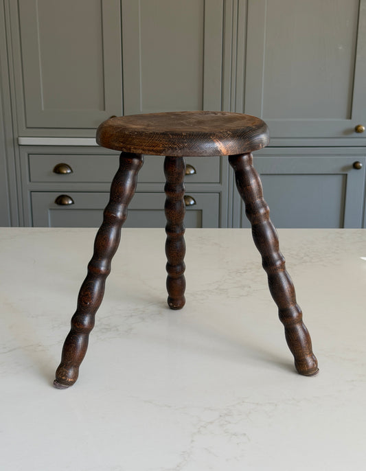 Small Round French Bobbin Milking Stool