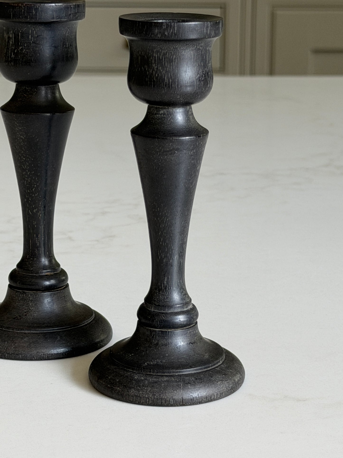 Ebony Candlestick Holders Pair