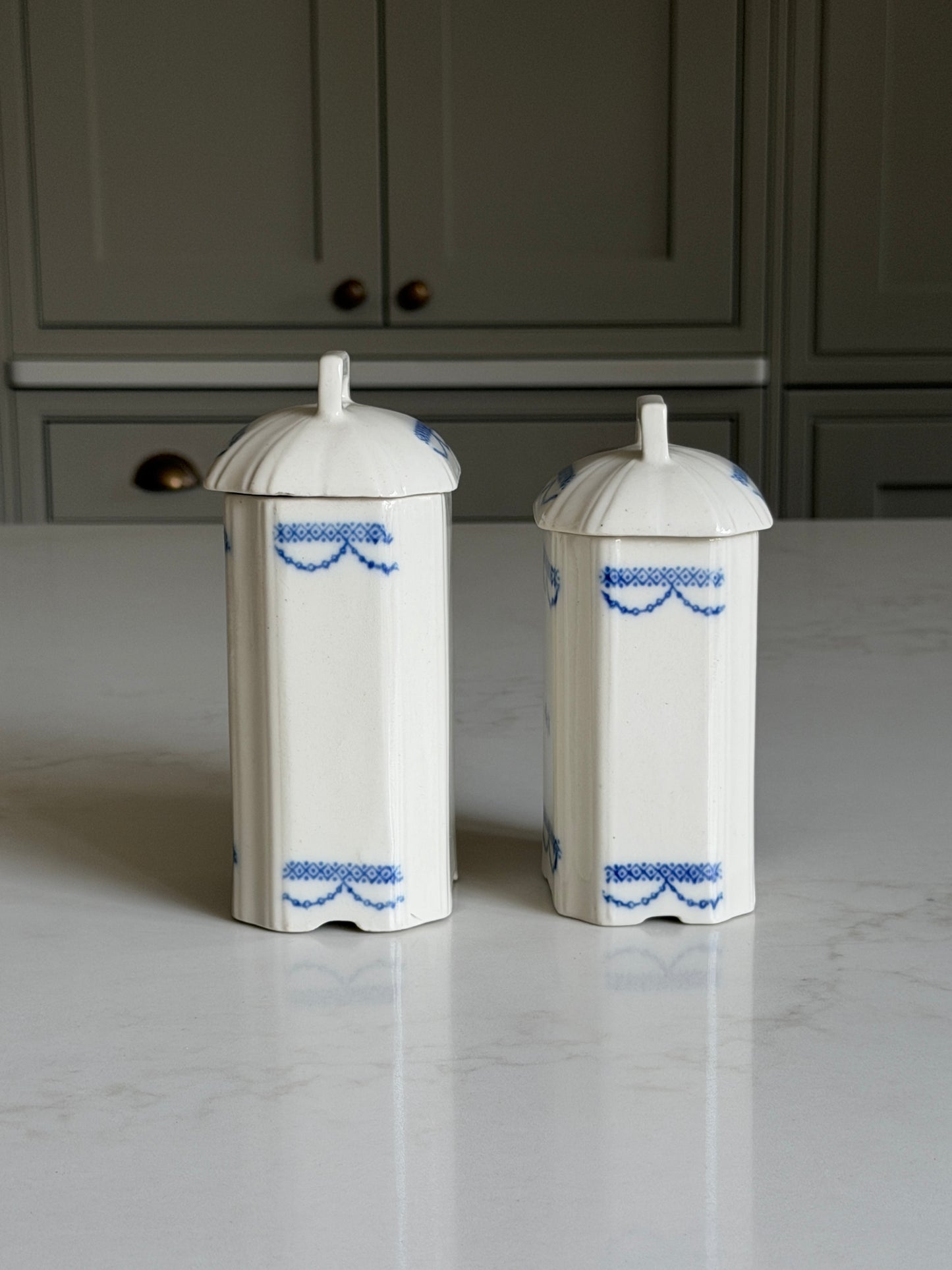 Blue and White Salt & Coffee Canisters