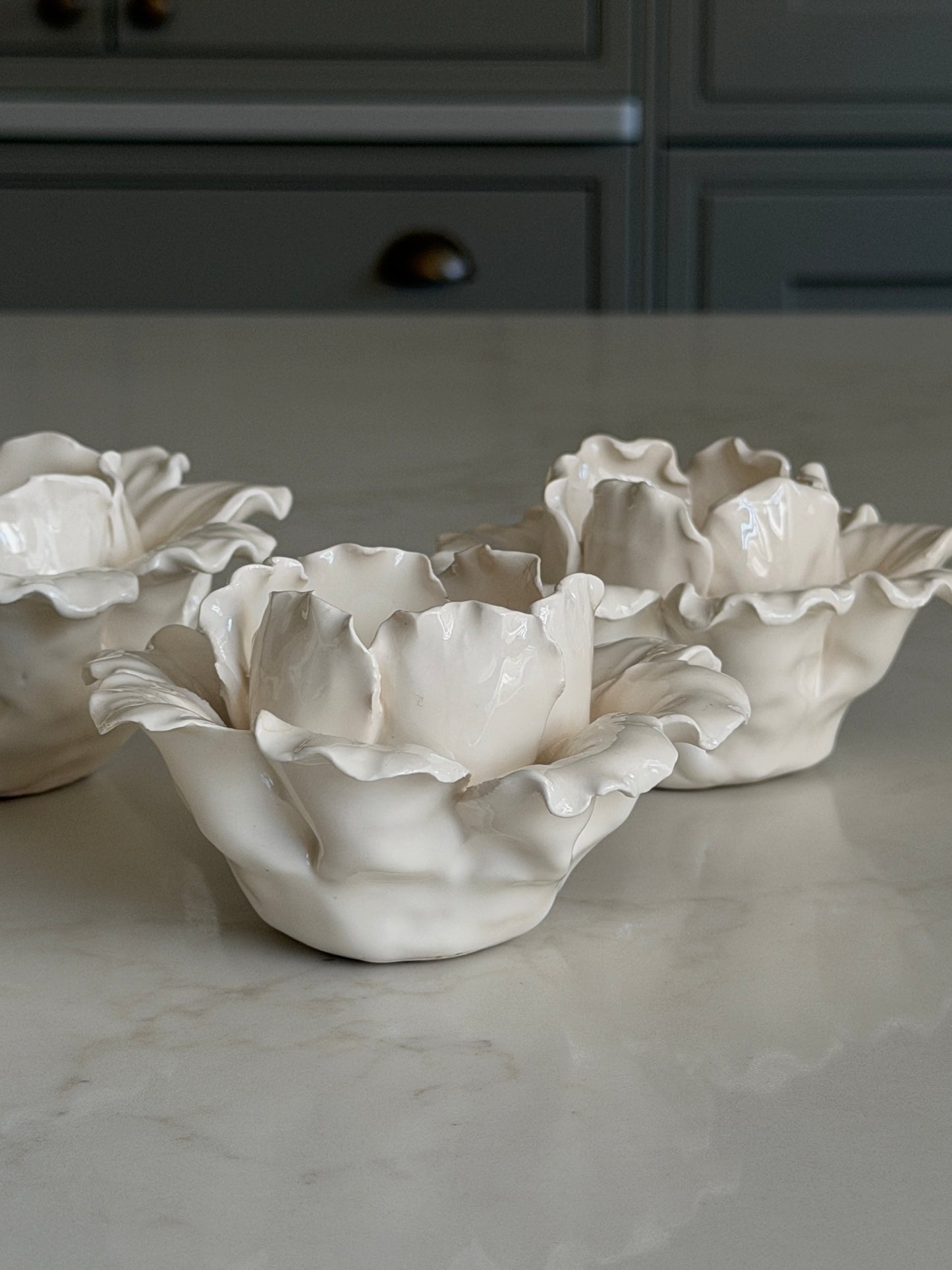 Studio Pottery Floral Tealight Holders