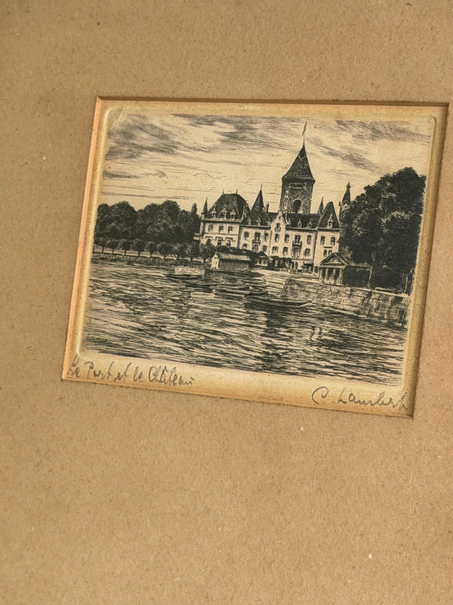 Framed Etching - Le Port et le Château